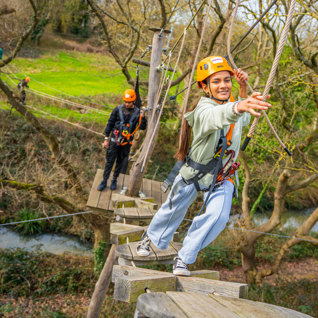 Young adventurer taking on the High Ropes course at Gripped London during an Ultimate Adventurer Party.