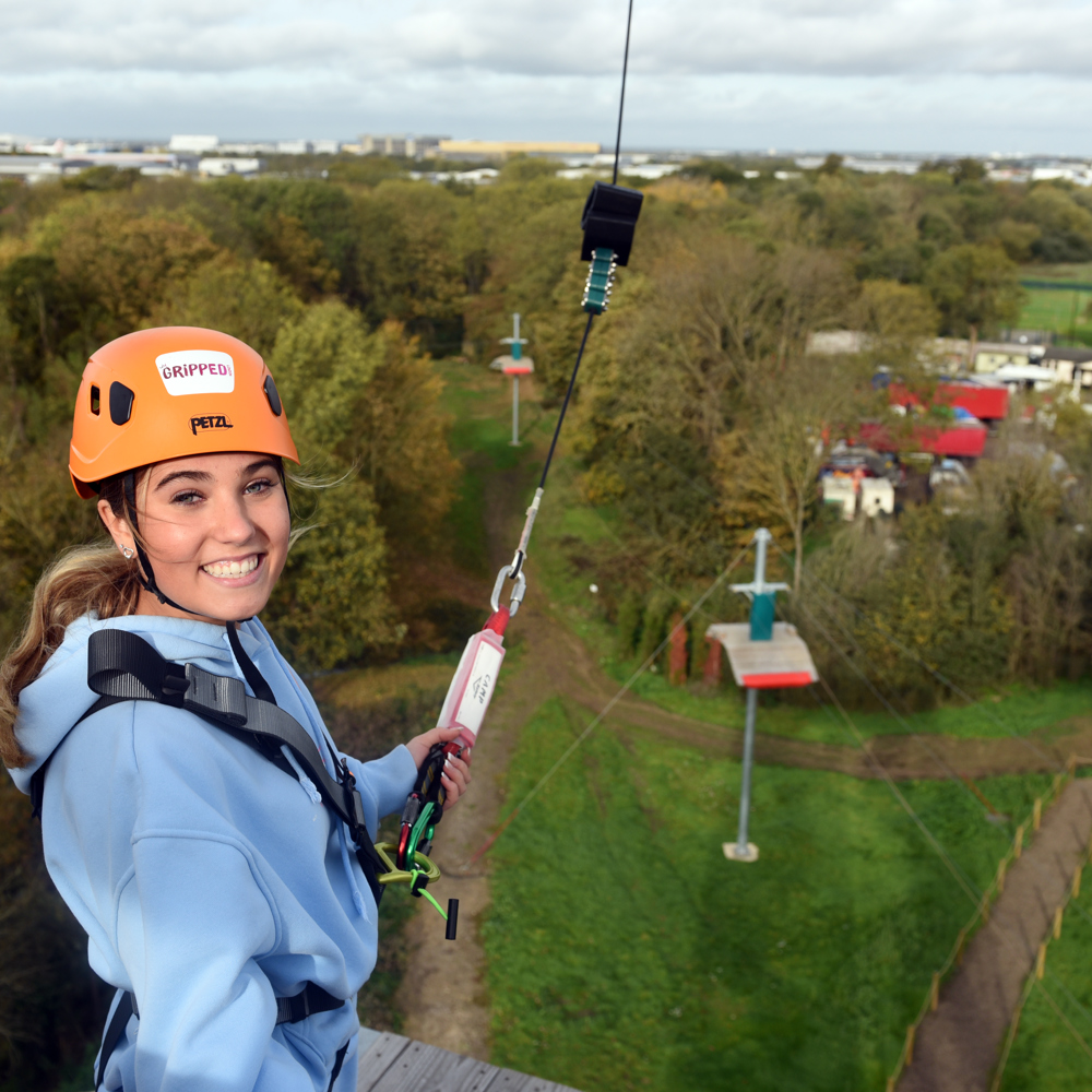 Woman at the top of Power Fan tower
