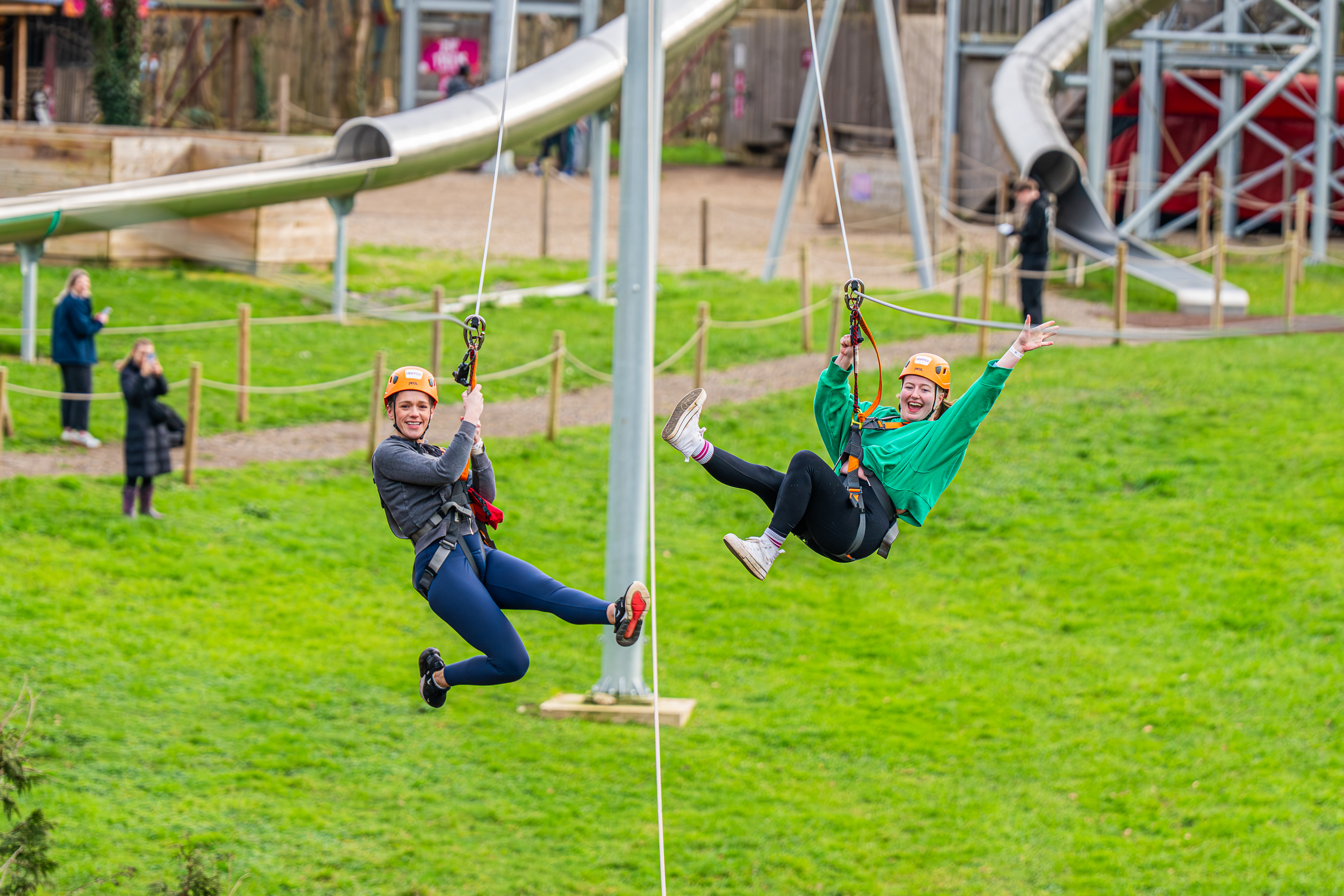 Couple experiencing adrenaline zip trek at Gripped West London, ideal for TikTok, Instagram, and influencer content
